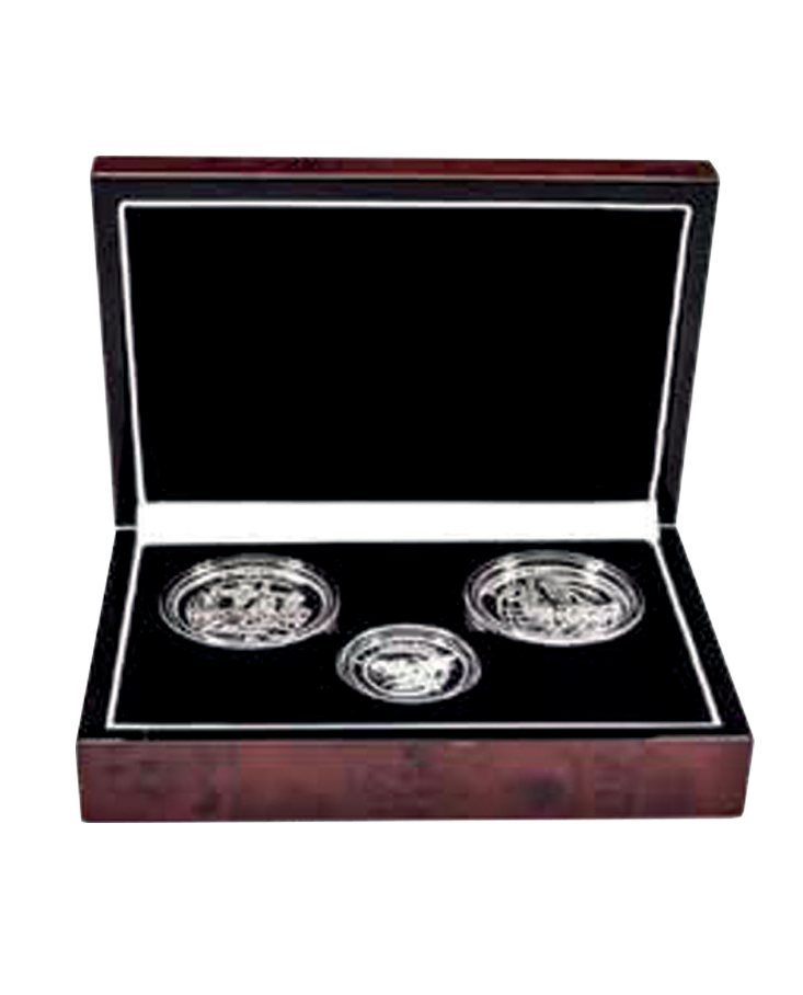 Case with two silver coins based on motifs by Joe Muczka jr.
