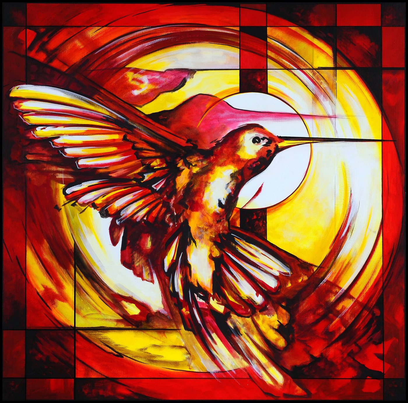 The work «Die richtige Richtung» by Joe Muczka jr. with the hummingbird, the original behind the NFT «The Right Direction»