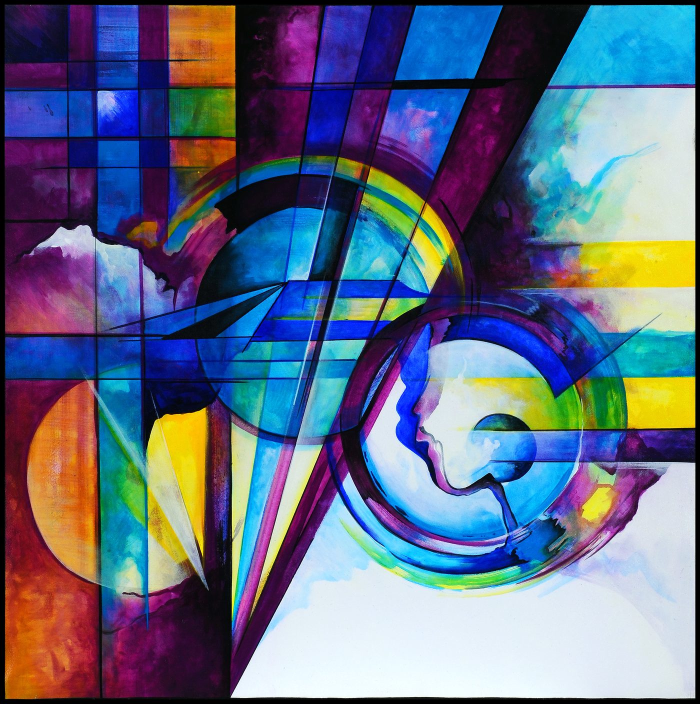 Acrylgemälde «Strahlen» von Joe Muczka jr., 80 × 80 cm, 2012
